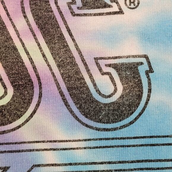 AC/DC High Voltage Pastel Tie-Dye Cropped T-Shirt Womens S/M Rock Tee - Picture 4 of 12